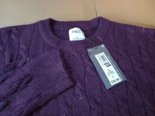 M&S KNITTED PURPLE JUMPER - L