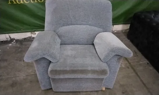 QUALITY BRITISH DESIGNED & MANUFACTURED G PLAN LIGHT GREY FABRIC ARMCHAIR