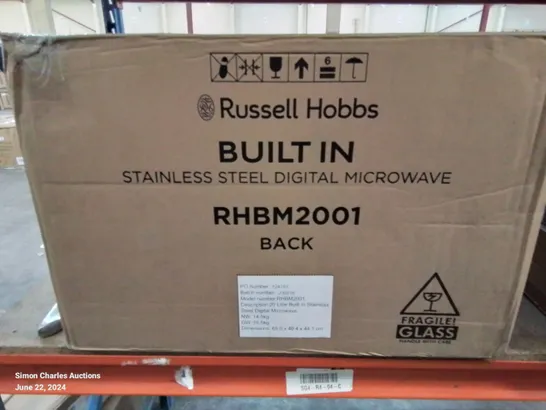 BOXED BRAND NEW RUSSELL HOBBS BUILT IN STAINLESS STEEL DIGITAL MICROWAVE RHBM2001