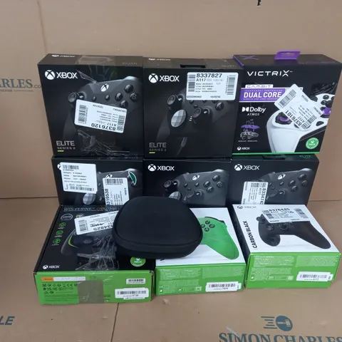 APPROXIMATELY 10 ASSORTED XBOX CONTROLLERS TO INCLUDE ELITE SERIES 2