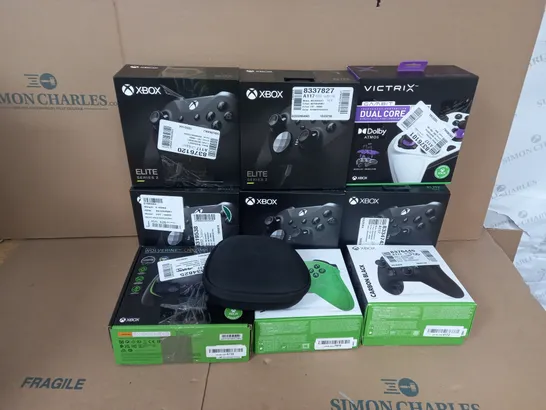 APPROXIMATELY 10 ASSORTED XBOX CONTROLLERS TO INCLUDE ELITE SERIES 2