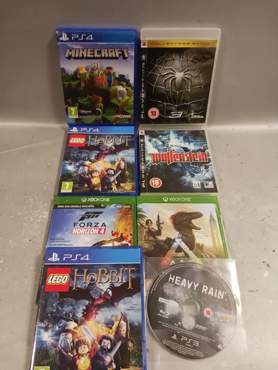 8 X ASSORTED VIDEO GAMES TO INCLUDE FORZA HORIZON 4, MINECRAFT, WOLFENSTEIN ETC 