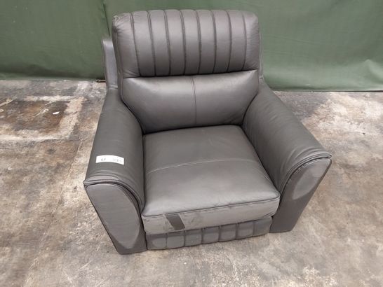 DESIGNER EASY CHAIR GREY LEATHER 