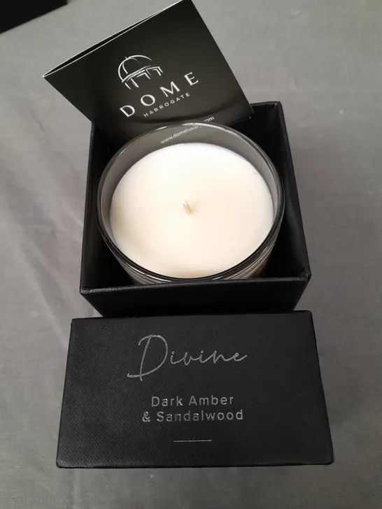 BOXED DOME HARROGATE DARK AMBER AND SANDALWOOD SCENTED CANDLE