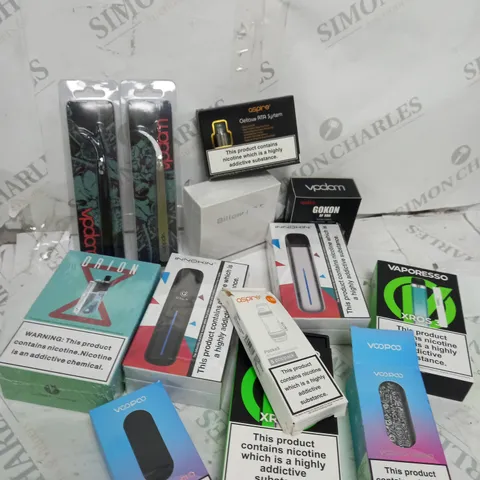 BOX OF APPROXIMATELY 10 ASSORTED E-CIG PRODUCTS TO INCLUDE ASPIRE, INNOKIN, VAPORESSO ETC