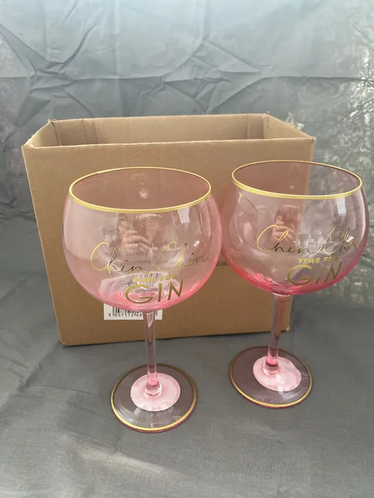 24 BRAND NEW BOXED PINK GIN GLASSES - COLLECTION ONLY