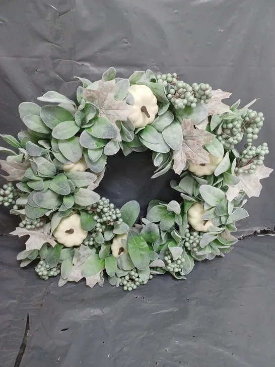 60CM WREATH WITH FROSTED LEAVES, BERRIES RRP £39.99