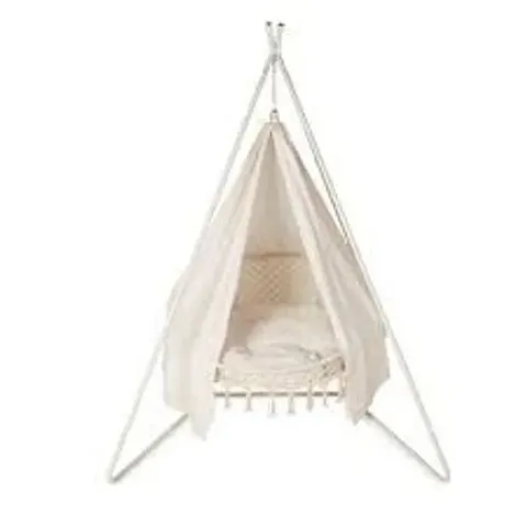 BOXED INNOVATORS BALI MACRAME DOUBLE HANGING CHAIR WITH WATER REPELLENT - GREY - (BOX 1 OF 2 ONLY,JUST FRAME)