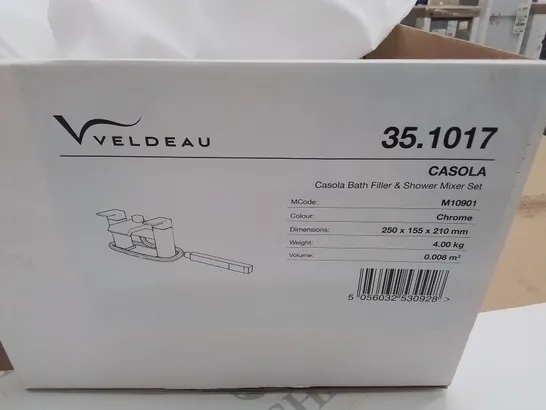 BOXED VELDEAU CASOLA BATH FILLER & SHOWER MIXER SET IN CHROME - 250X155X210MM