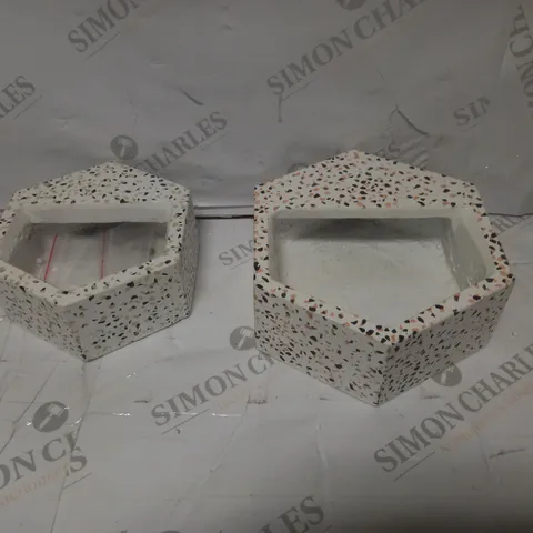 SET OF TWO TERRAZZO WALL PLANTERS 