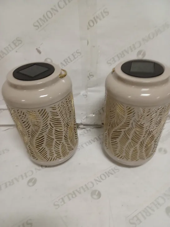 GARDEN REFLECTIONS SET OF 2 PATTERNED SOLAR LANTERNS