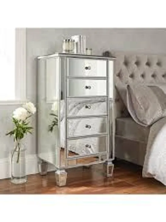 BOXED MIRAGE MIRRORED TALL 5 DRAWER CHEST (1 BOX) RRP £289