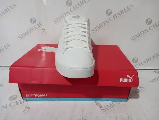 BOXED PAIR OF PUMA SMASH VULC 3 SHOES IN WHITE UK SIZE 9