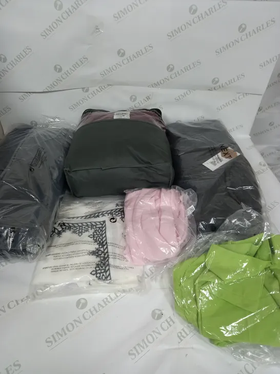 LARGE BOX OF ASSORTED CLOTHING ITEMS IN VARIOUS COLOURS AND SIZES INCLUDING TROUSERS , TOPS AND JUMPERS 