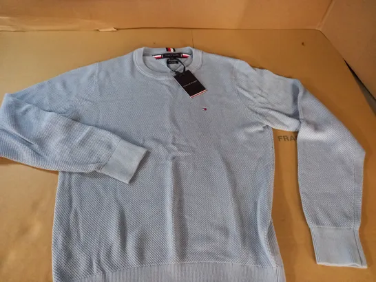 TOMMY HILFIGER PIMA COTTON BLUE CREW NECK JUMPER - M