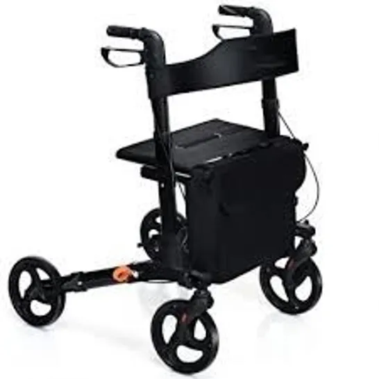 BOXED COSTWAY LIGHTWEIGHT ALUMINIUM FOLDING WALKING MOBILITY AID WITH 4 WHEELS - BLACK