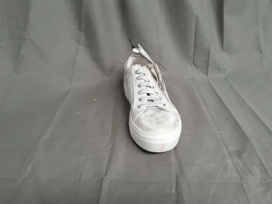 PAIR OF RUTH LANGSFORD TRAINERS IN SILVER SIZE 36 