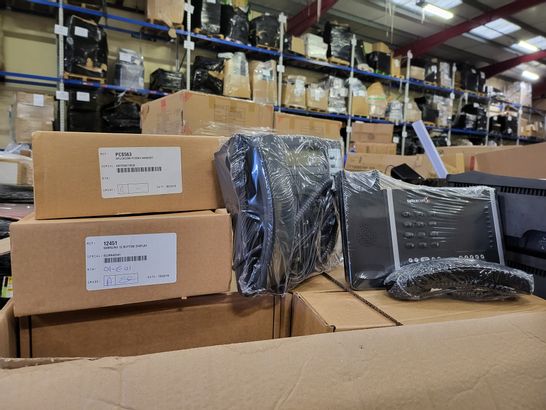 PALLET OF A SIGNIFICANT QUANTITY OF ASSORTED COMPUTER ITEMS TO INCLUDE IPECS EMG80 MINI PC CASE, SAMSUNG 12 BUTTON DISPLAY CORDED DESK PHONE AND SPLICECOM PCS563 HEADSET