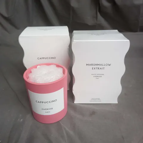 OVEROSE PARIS X2 SCENTED CANDLES IN CAPPUCINO AND MARSHMALLOW EXTRAIT 240G EACH