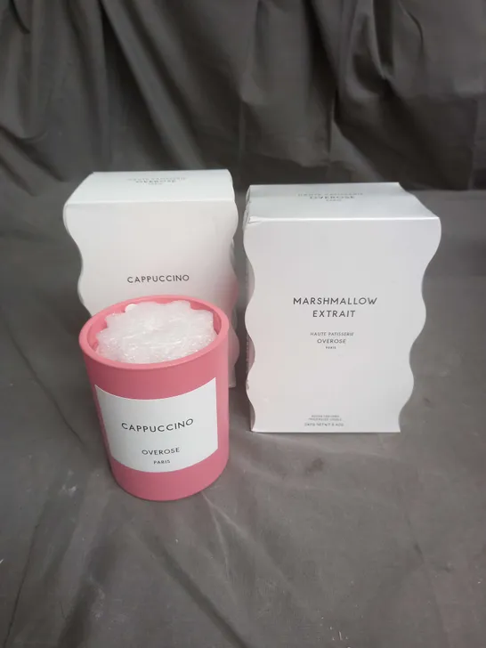 OVEROSE PARIS X2 SCENTED CANDLES IN CAPPUCINO AND MARSHMALLOW EXTRAIT 240G EACH