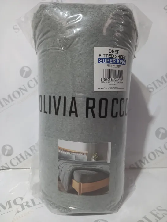 OLIVIA ROCCO DEEP FITTED SHEET IN GREY - SUPER KING SIZE