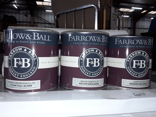 LOT OF 3 ASSORTED 2.5L TINS OF FARROW & BALL PAINT 