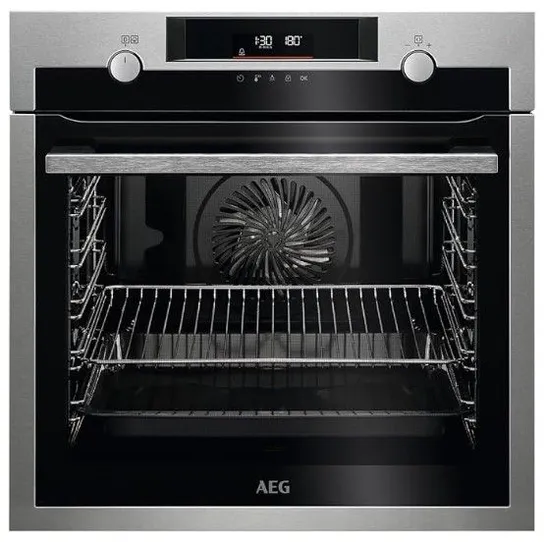 AEG 6000 STEAM OVEN BPS555060M, BUILT IN ELECTRIC SINGLE OVEN, 71L CAPACITY, PYROLYTIC SELF CLEAN, MULTILEVEL COOKING, ANTIFINGERPRINT COATING, LED DISPLAY, CHILD LOCK, STAINLESS STEEL