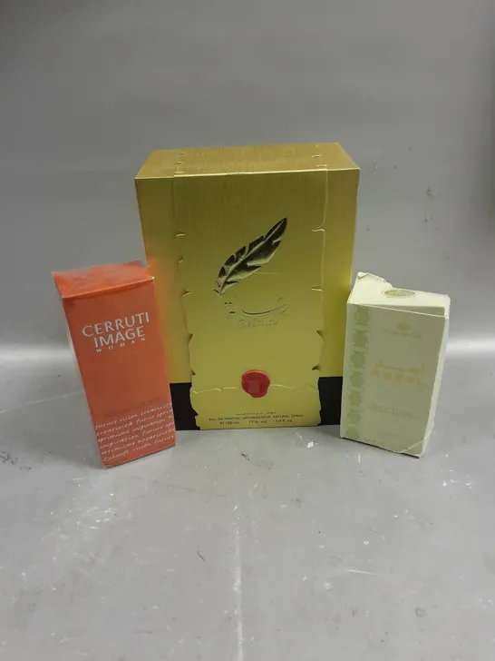 3 X BOXED EAU DE PARFUM SPRAYS TO INCLUDE RESALA, ASEEL & CERRUTI IMAGE 