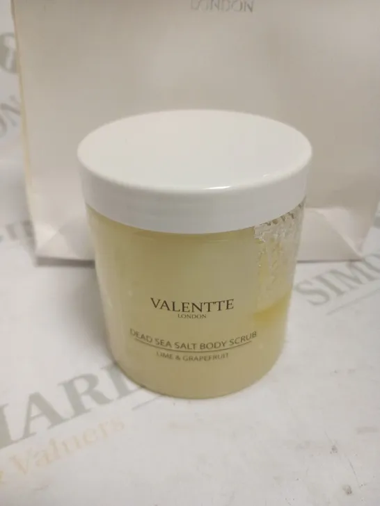 BAGGED VALENTTE LONDON DEAD SEA SALT BODY SCRUB LIME AND GRAPEFRUIT 315G