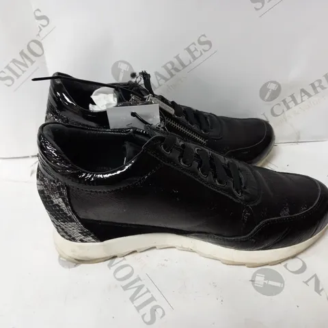 PAIR OF RUTH LANGSFORD WEDGE TRAINERS BLACK SIZE 4