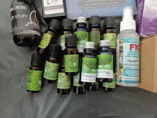 LOT CONTAINING SEVERAL DEFUSER OILS, AIR FRESHENER, SUPER GLUE ETC.