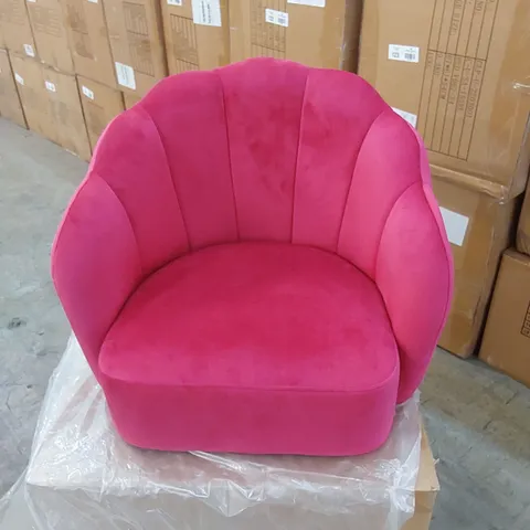 BOXED VELVET ARMCHAIR CHAIR - RED 