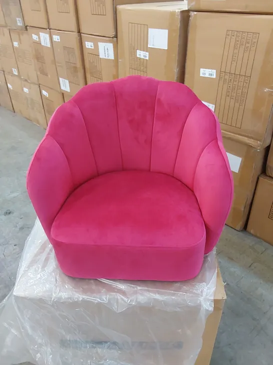 BOXED VELVET ARMCHAIR CHAIR - RED 