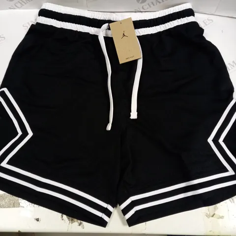 JORDAN DRI-FIT BLACK/WHITE SHORTS - SIZE LARGE 