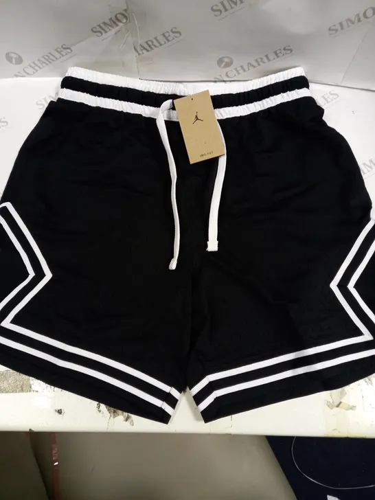 JORDAN DRI-FIT BLACK/WHITE SHORTS - SIZE LARGE 