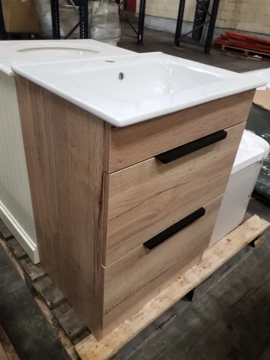 BRAND NEW 2 DRAWER VANITY UNIT WITH BASIN - 590×450×850MM