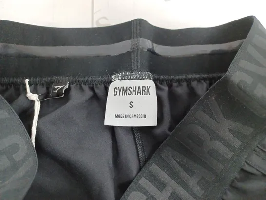 GYMSHARK BLACK LOGO SHORTS-SMALL