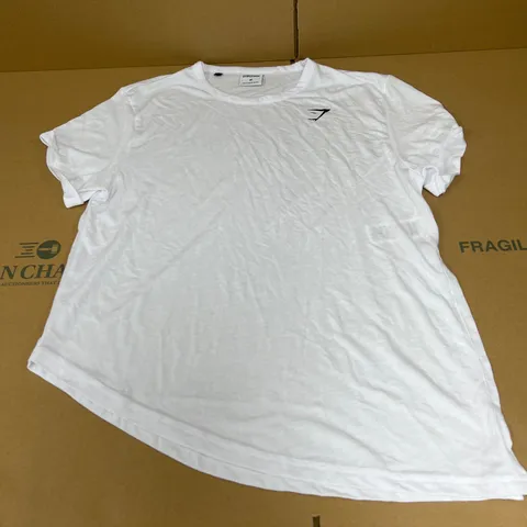 GYMSHARK WOMENS SIZE MEDIUM SPLIT SIDE T SHIRT IN WHITE