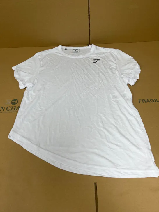 GYMSHARK WOMENS SIZE MEDIUM SPLIT SIDE T SHIRT IN WHITE