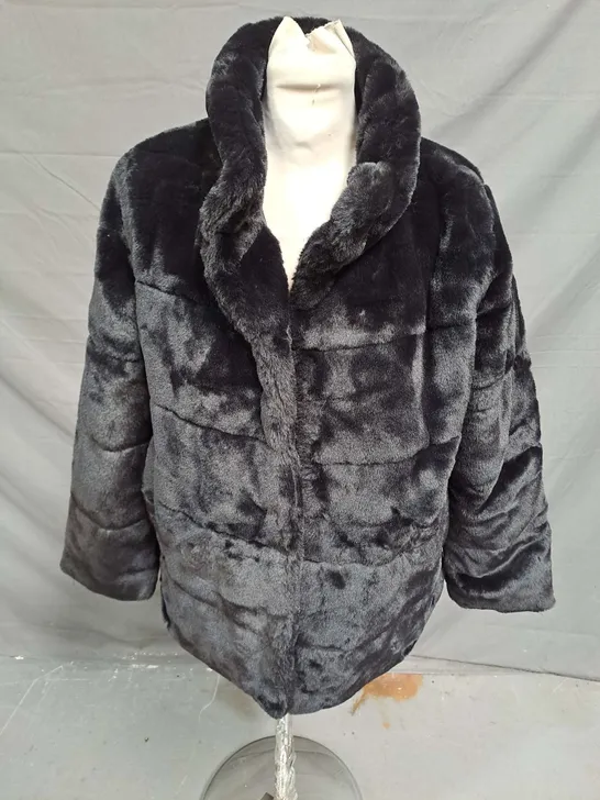 CENTIGRADE BUNNY FAUX FUR JACKET IN BLACK SIZE M