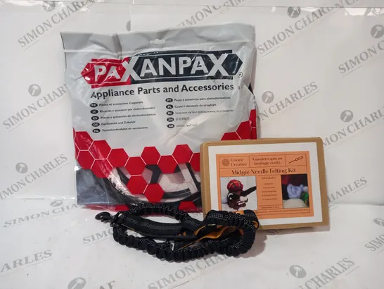 BOX OF APPROXIMATELY 20 ASSORTED HOUSEHOLD ITEMS TO INCLUDE MIDGIE NEEDLE FELTING KIT, PAXANPAX APPLIANCE PARTS AND ACCESSORIES, ETC