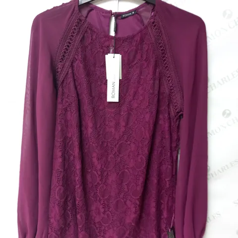 ROMAN LACE CHIFFON SLEEVE TOP IN PURPLE - 16