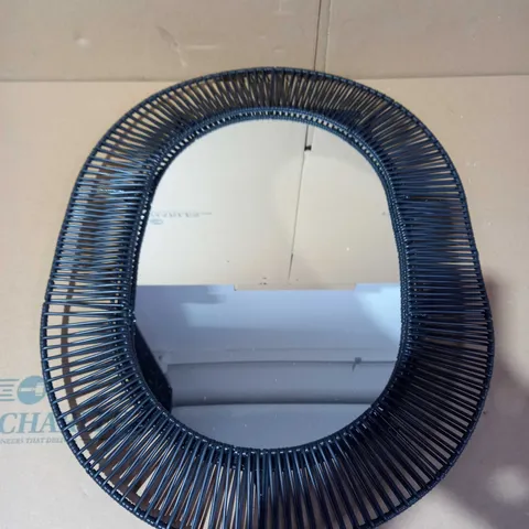 BLACK POLY RATTAN MIRROR - COLLECTION ONLY 