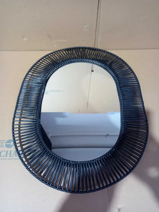 BLACK POLY RATTAN MIRROR - COLLECTION ONLY  RRP £45