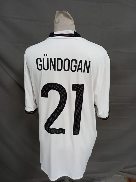 ADIDAS GERMANY WHITE FOOTBALL SHIRT - GUNDOGAN 21 - UK L