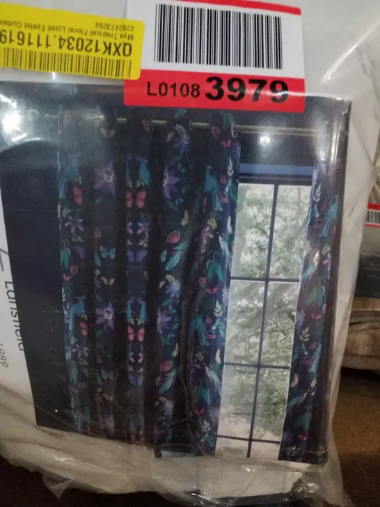 MYA TROPICAL FLORAL LINED EYELET CURTAINS 