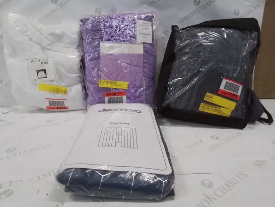 BOX OF APPROXIMATELY 10 ASSORTED ITEMS TO INCLUDE- DECONOVO CURTAINS,   EMBELLISHED DUVET SET , DOUBLE DUVET SET 