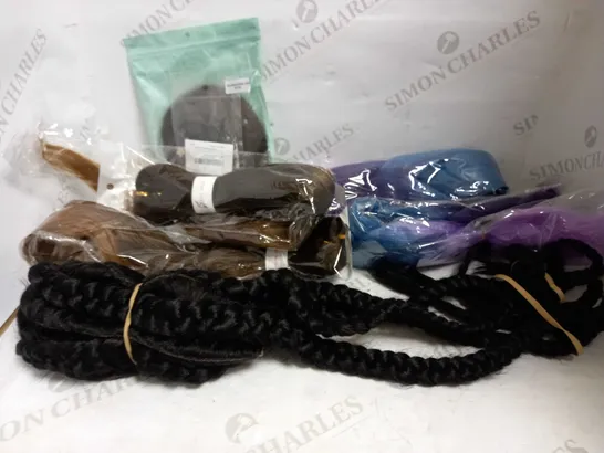 LOT OF APPROXIMATELY 12 ASSORTED HAIR EXTENSIONS & BRAIDS