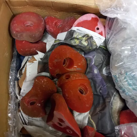 BOX OF APPROX. 20 ROCK CLIMBING WALL PIECES 