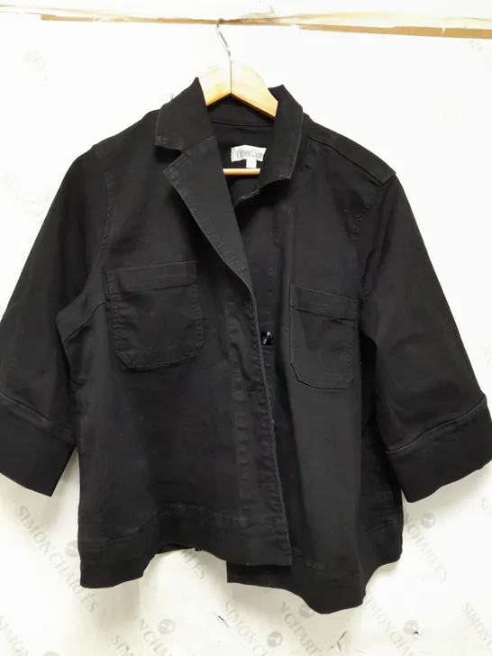 MARLA WYNNE DENIM PLEAT BACK JACKET IN BLACK - XL